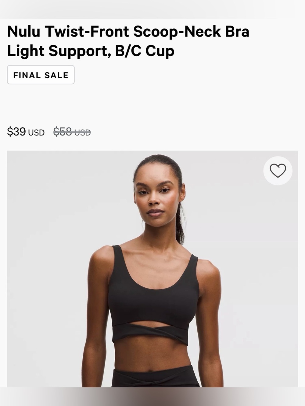 NWOT Lululemon Nulu Twist-Front Scoop-Neck Bra-Size S